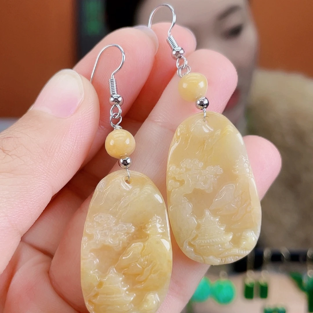 翡翠未镶嵌耳饰饰品