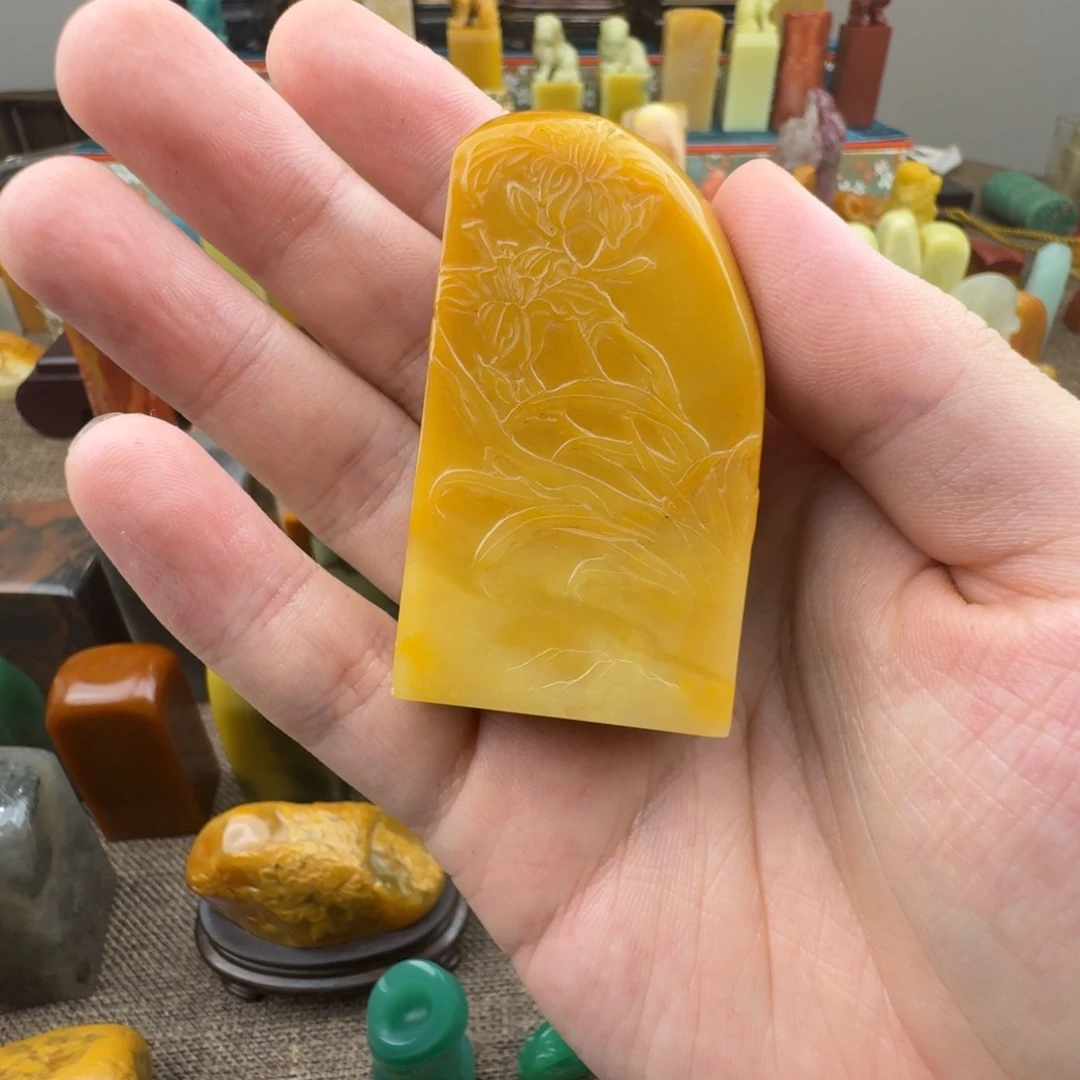 橘***人寿山石印石寿山三色结晶甲板蜡烛红鸡油黄寿山芙蓉006