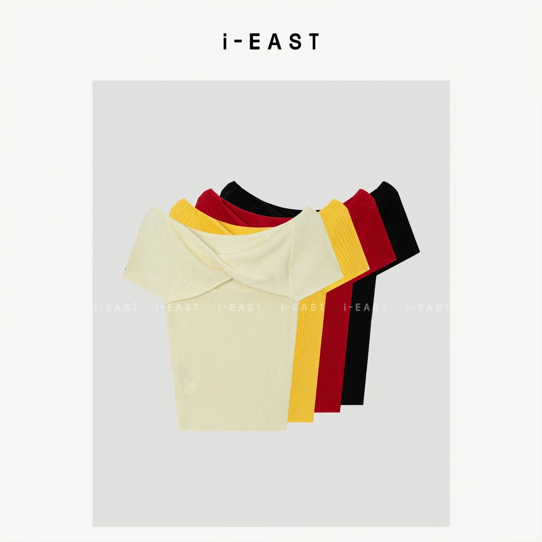 i-EAST 甜酷辣妹~极简竖条纹设计短袖上衣-5X SY9011