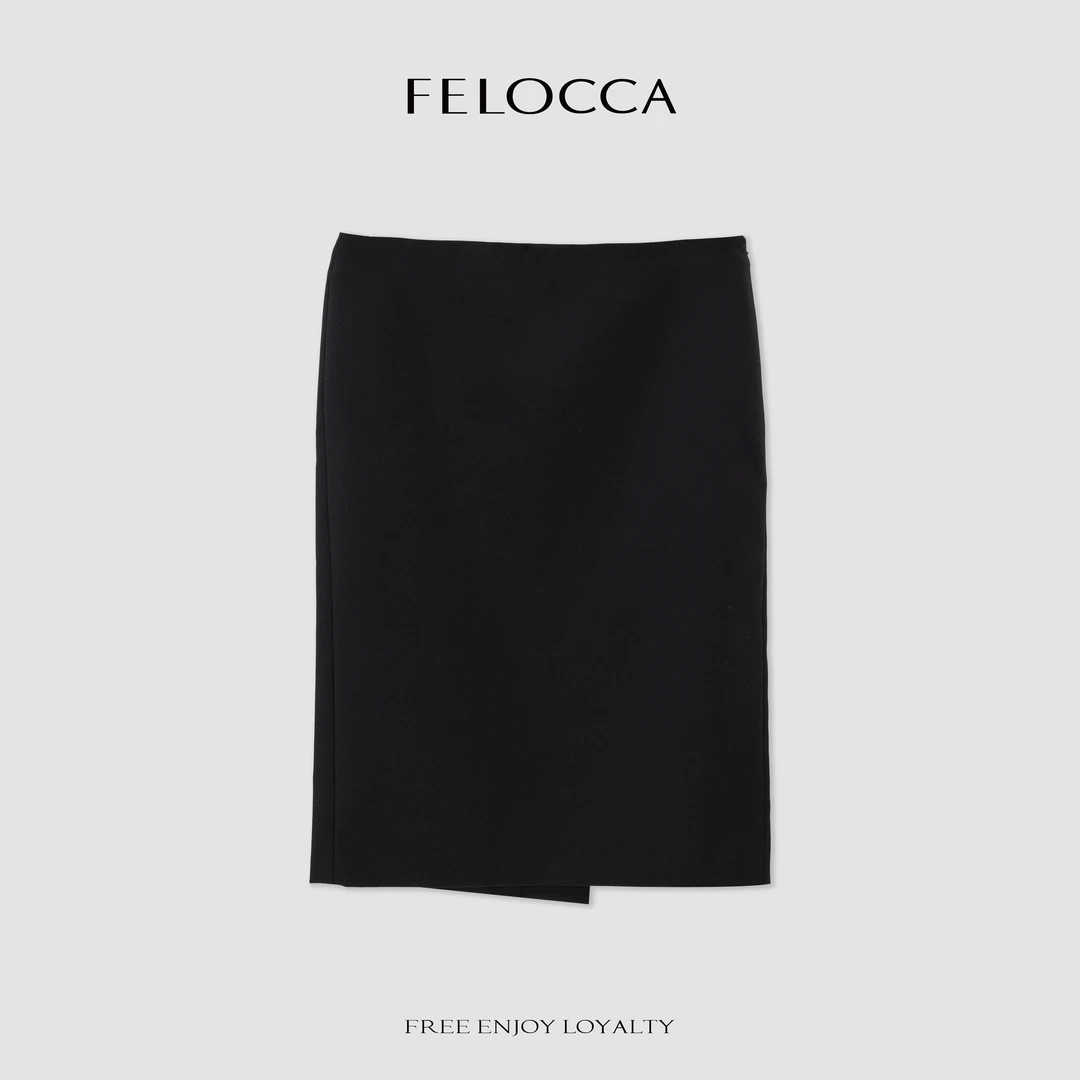 【FELOCCA】新款纯色简约半裙通勤时尚后开叉半身裙CC2465