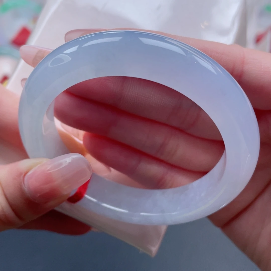 未镶嵌手镯翡翠55.2冰紫月光镯 冰莹剔透感 纯欲天花板2号