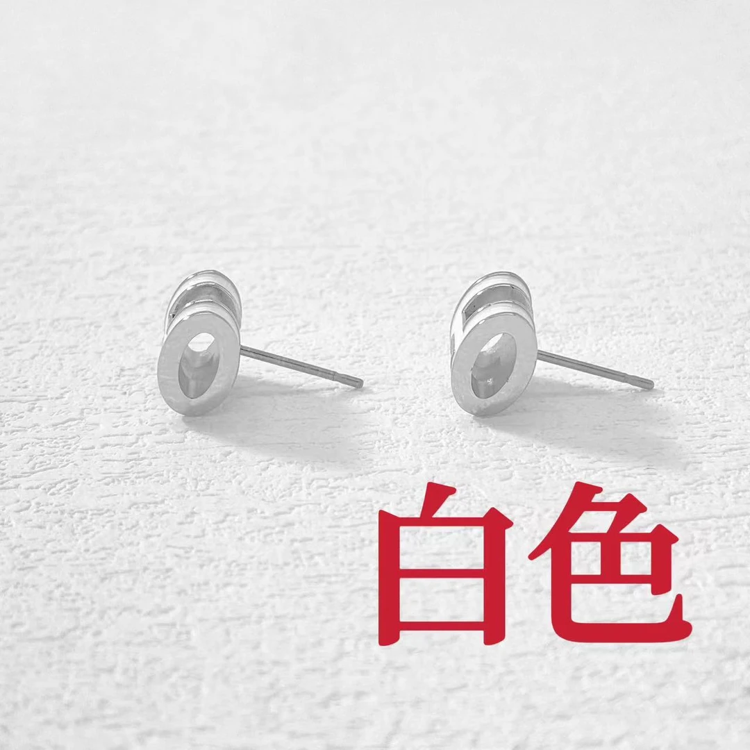 钛钢耳饰 木木（RZ6569）预售 珐琅白釉迷你H字母耳钉耳环