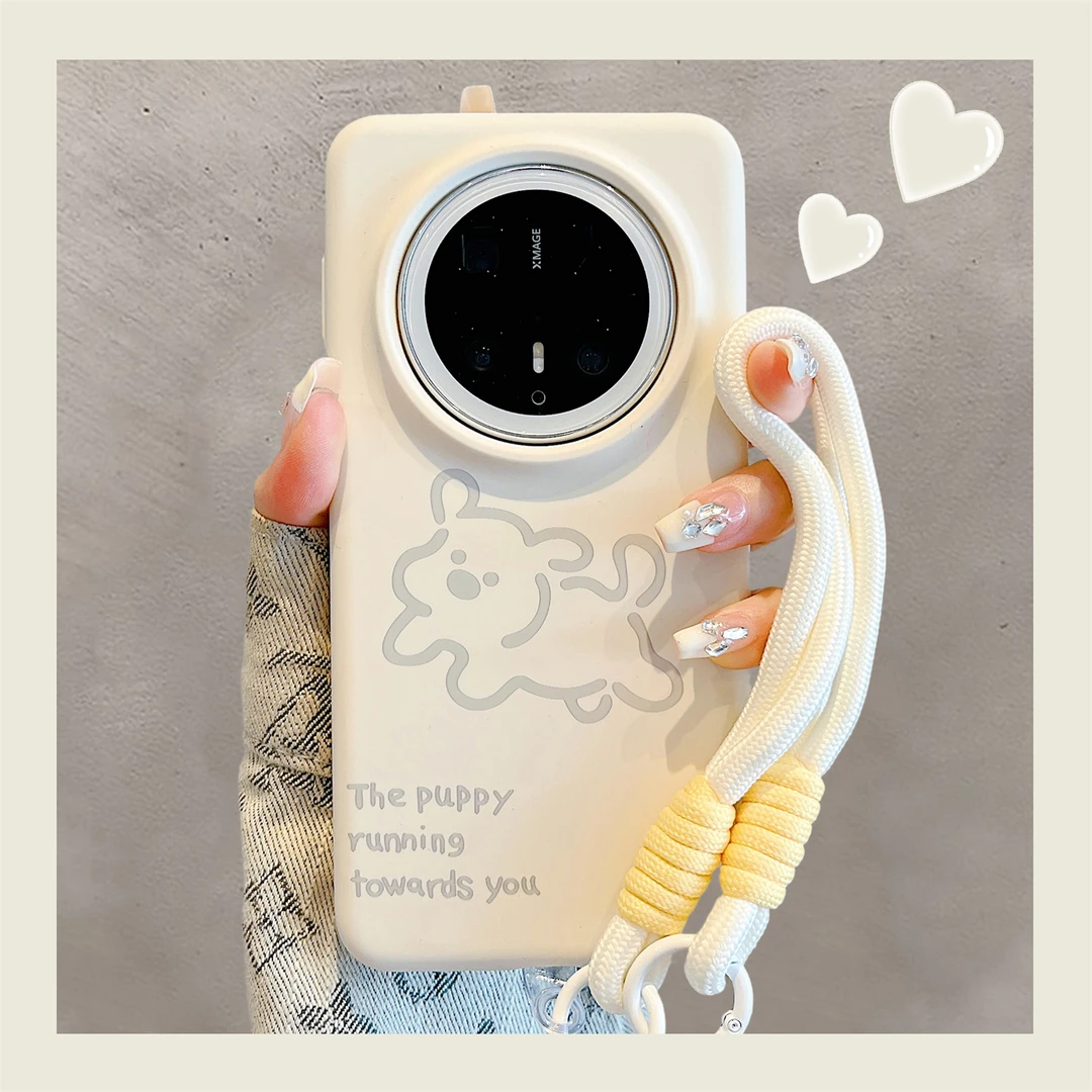 适用华为mate70pro+手机壳可爱卡通线条小狗mate60pro液态硅胶女