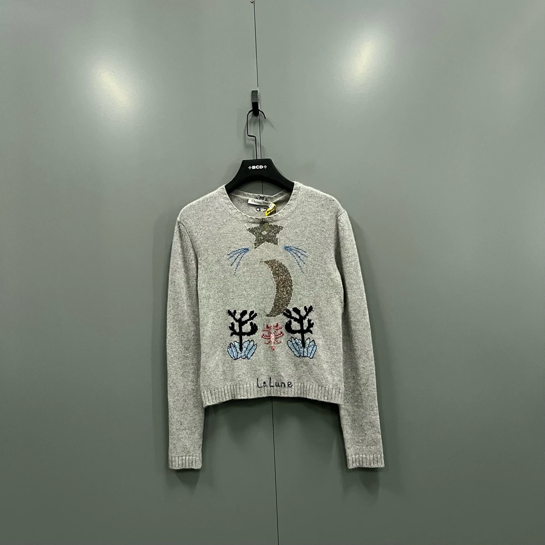 99新 DIOR/迪奥 zz2 〔wz〕星星月亮印花针织衫 42码/305427