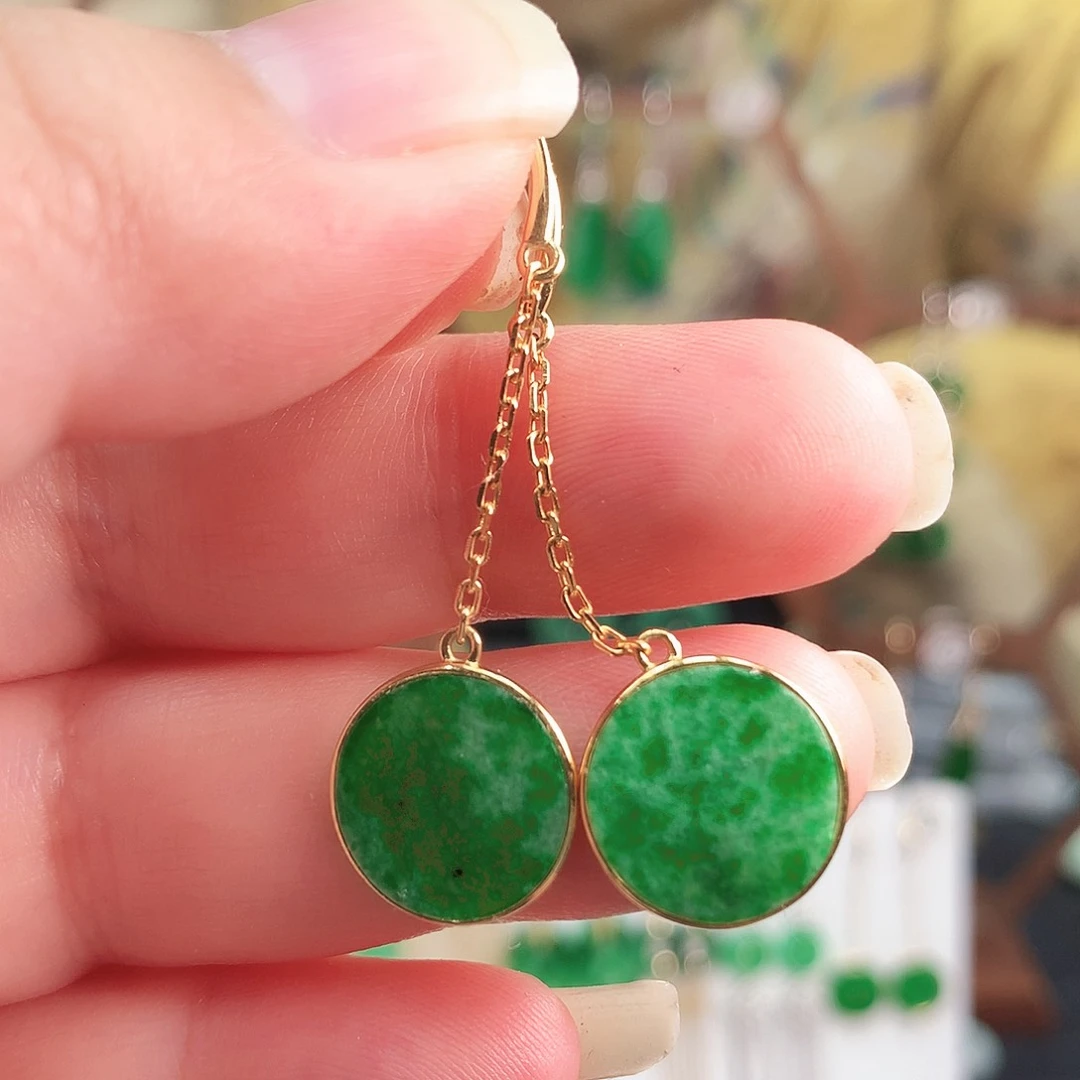 翡翠耳饰银S925镶嵌耳饰