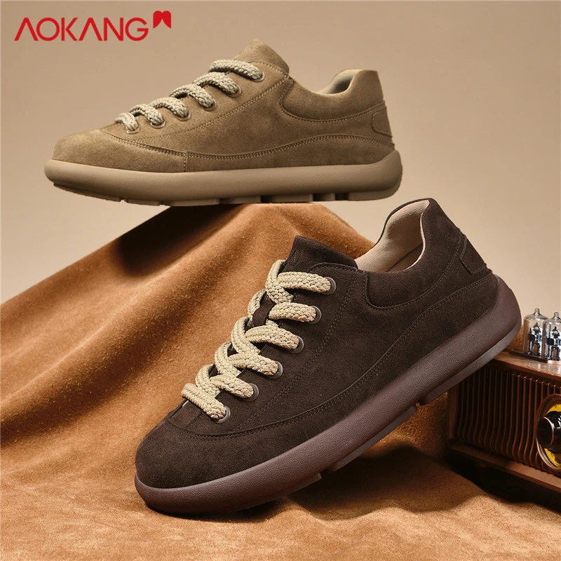 Aokang/奥康官方旗舰店官网正品男鞋冬季勃肯鞋复古皮面休闲板鞋
