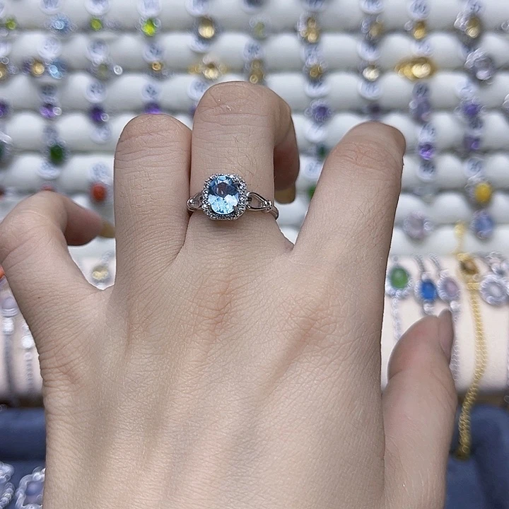 托帕石戒指银S925镶嵌