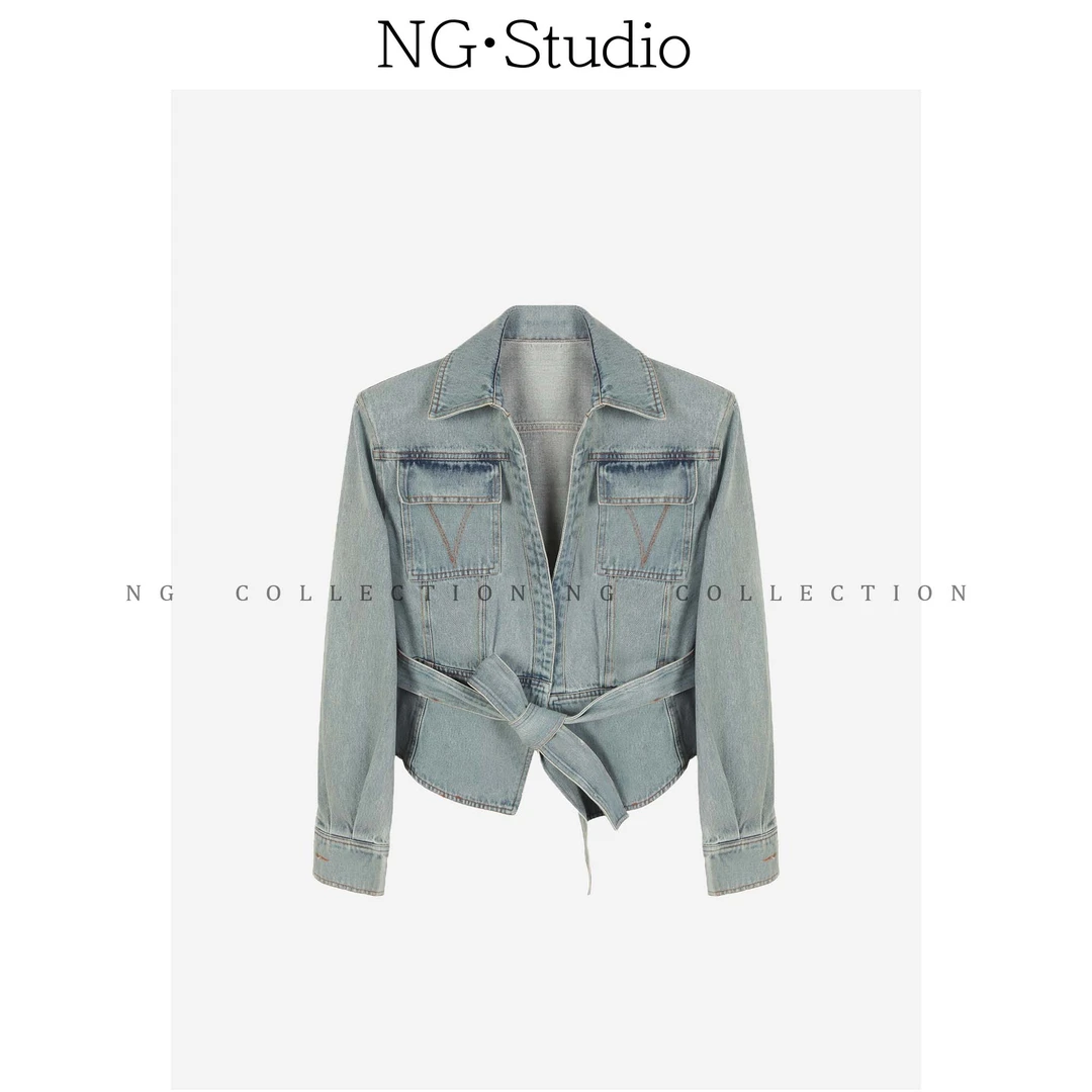 【NG·Studio】2025年春季新款韩版设计感牛仔休闲上衣预JJC5SY0561