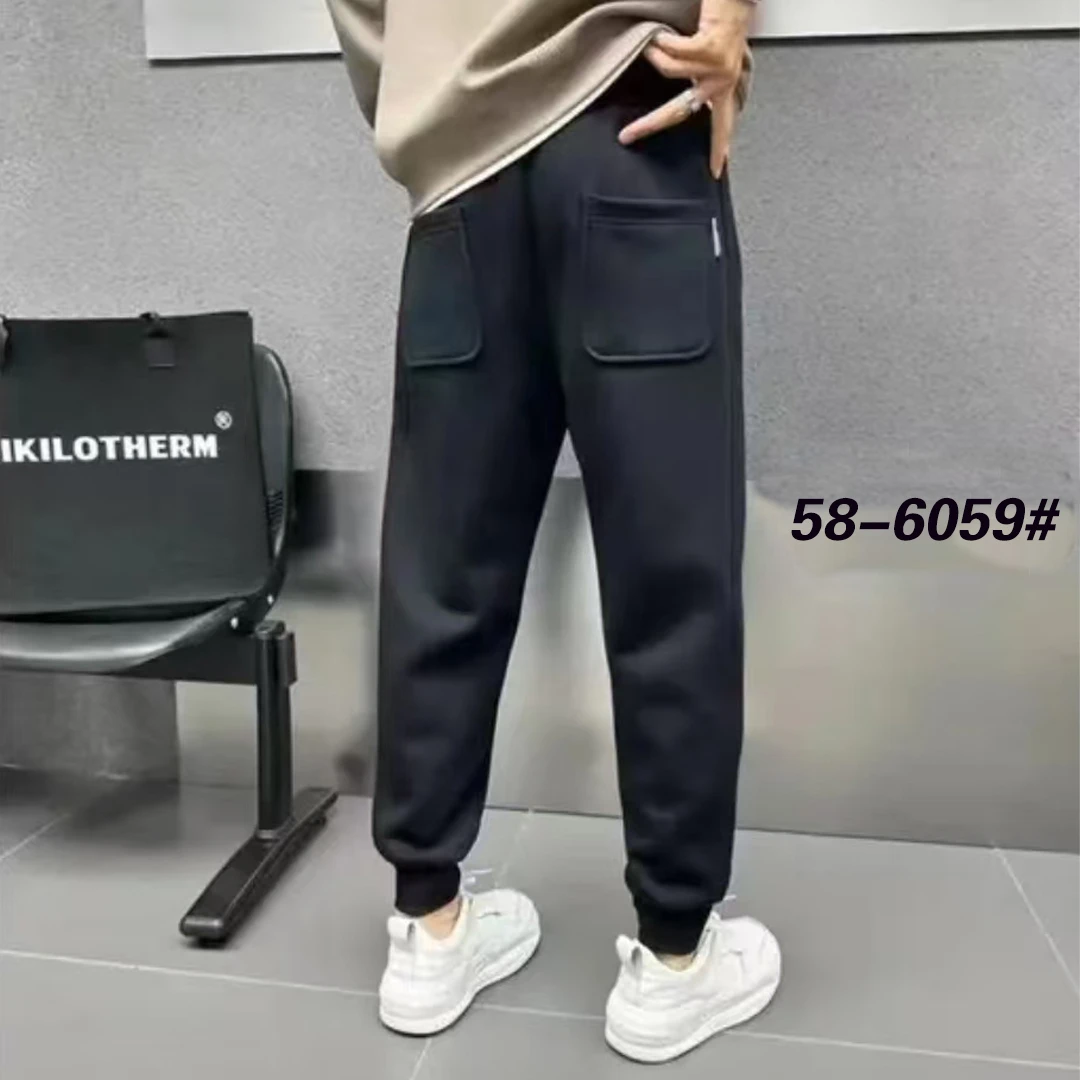 58-6059#【加绒加厚】男士冬季简约时尚百搭宽松螺纹口休闲裤