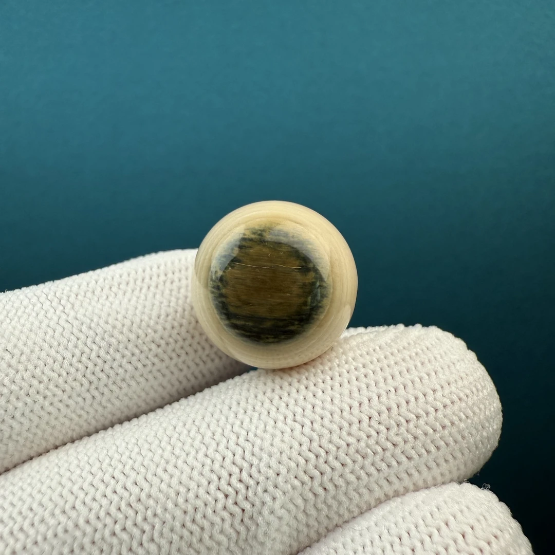 D33-90天然猛犸牙蓝眼单珠16mm支持鉴定假一罚四