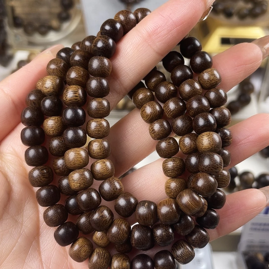 手串沉香越南芽庄黄棋窖藏古董玉化瘤疤0.8×108