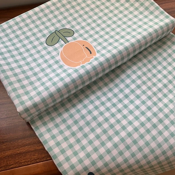 夏季必备粗布软凉席（清新绿格绿）床单款加厚原棉粗布三件套防滑