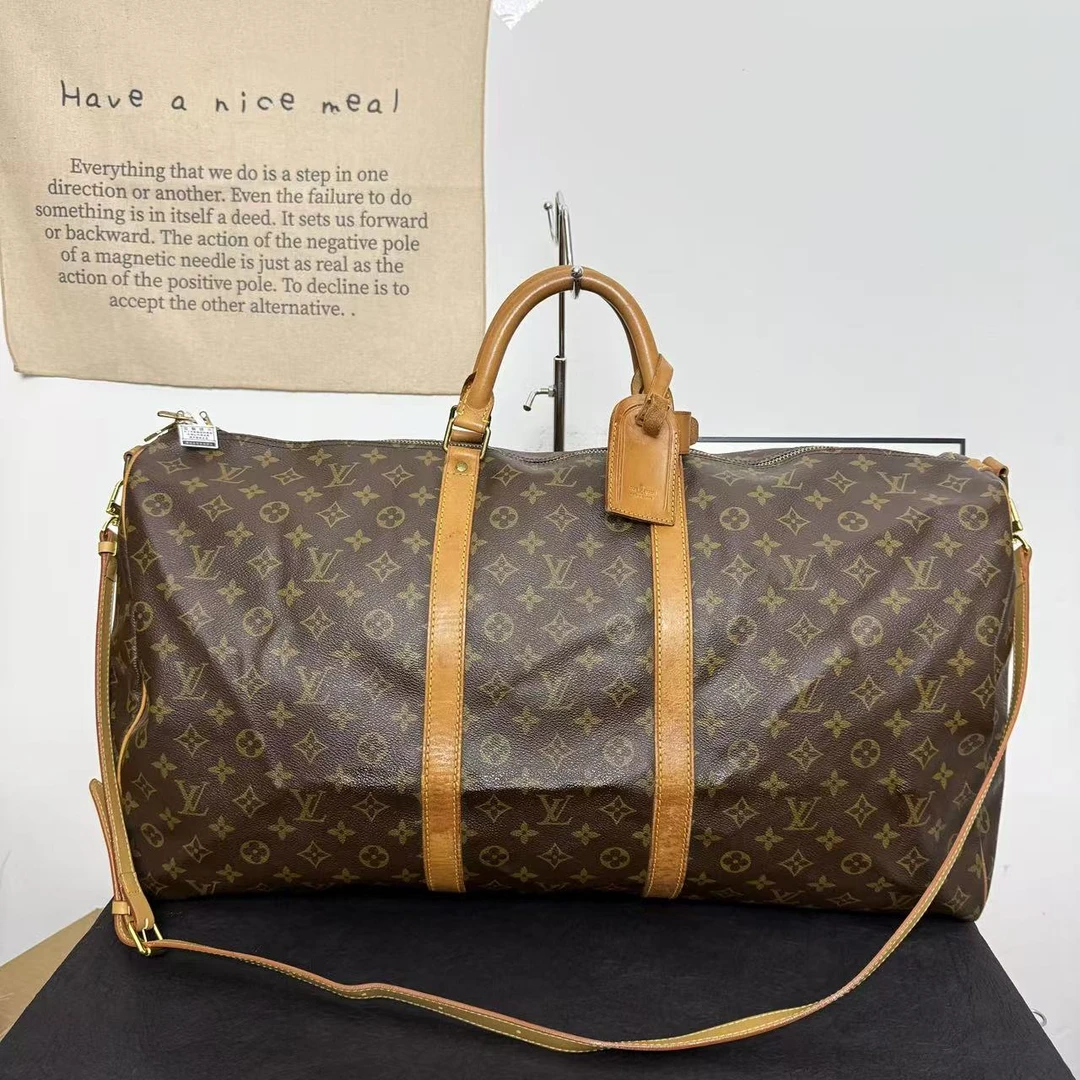 95新 LouisVuitton/路易威登 lv老花肩带款旅行袋60/手提包波士顿