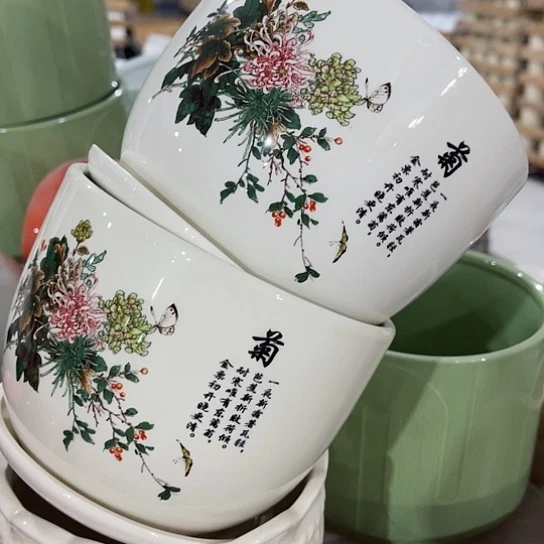 多肉绿植陶瓷花盆9.9包邮，有孔