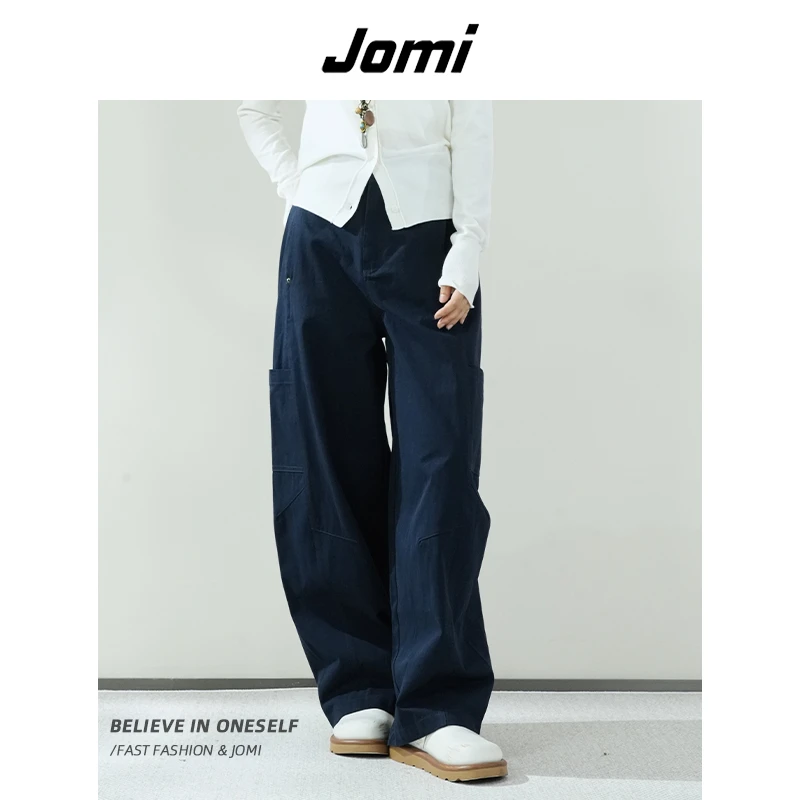 JOMI秋季新款工装风宽松休闲裤女显瘦百搭直筒阔腿裤