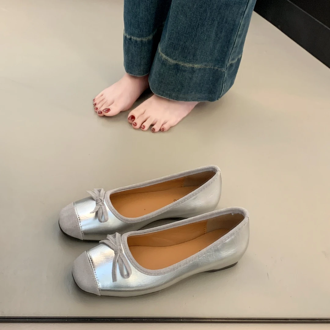 鞋子单鞋浅口一脚蹬女鞋浅口纯色圆头内增高胶粘春季小个子