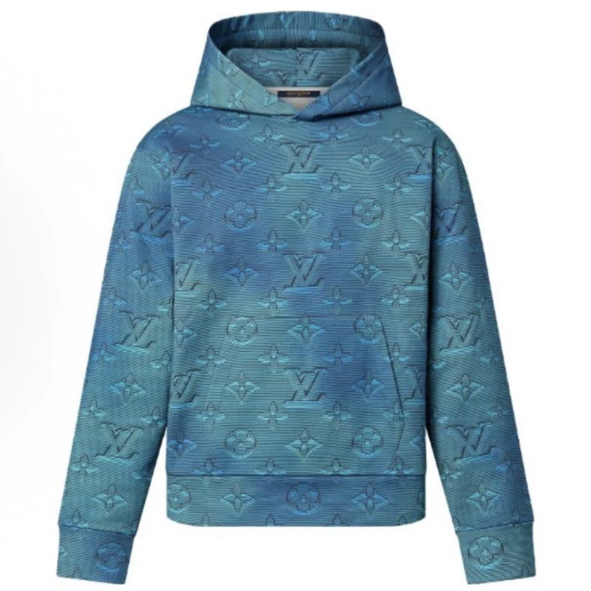 未使用 LouisVuitton/路易威登 LV满印条纹蓝色卫衣 M码 BB10187