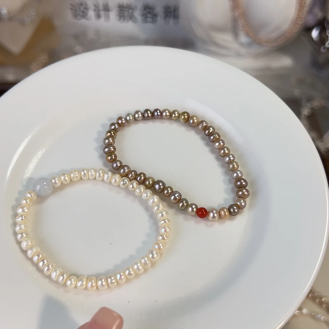 时尚设计款淡水珍珠淡水珍珠银S925镶嵌