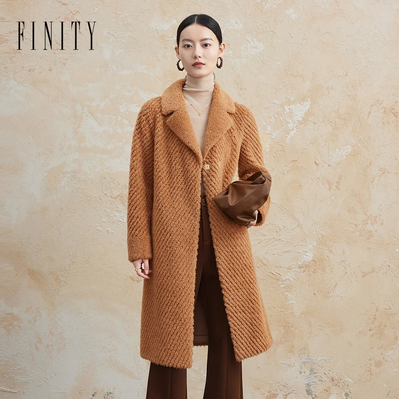 【粉丝专享】FINITY 100%绵羊毛气质时尚中长款毛呢外套 F21WAB02G4