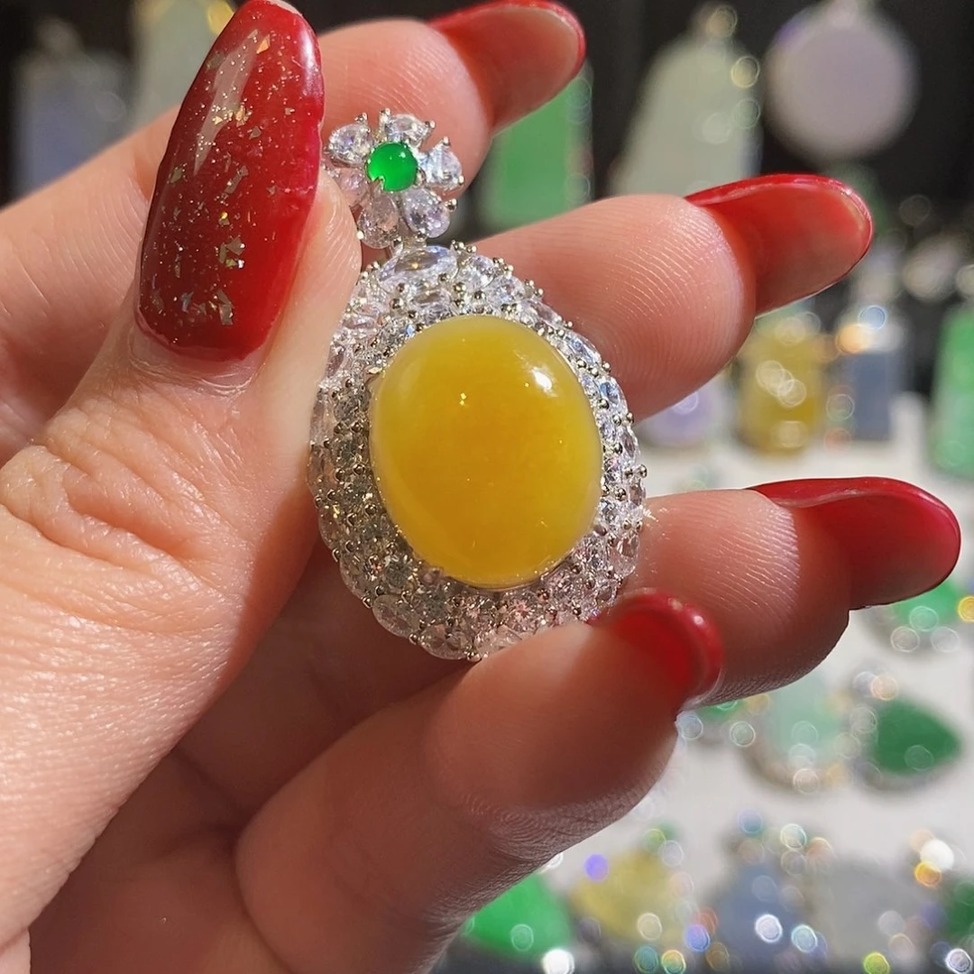 翡翠颈饰银S925镶嵌天然翡翠