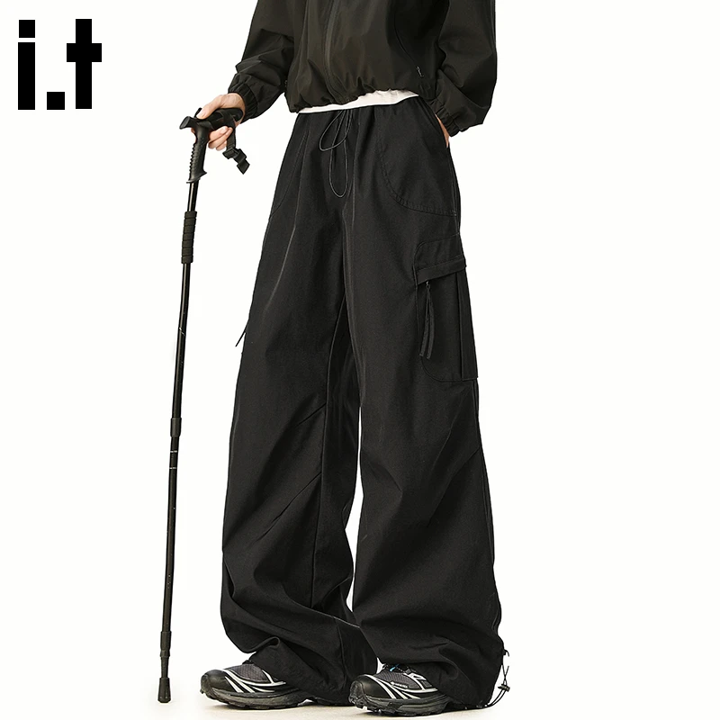 it:CHOCOOLATE户外速干工装裤男秋冬新款多口袋直筒宽松休闲裤子