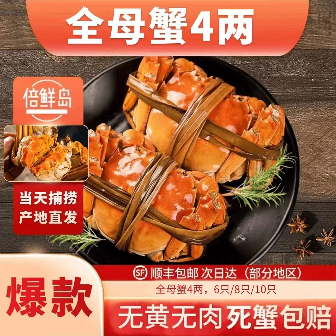 【活蟹现发】江苏兴化大闸蟹4.2-3.8两母蟹8只装礼品盒顺丰京东