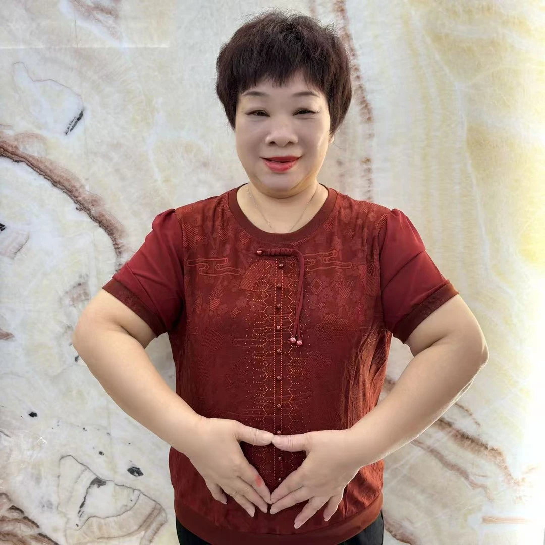 2025新款中老年妈妈装夏季气质国风圆领短袖上衣