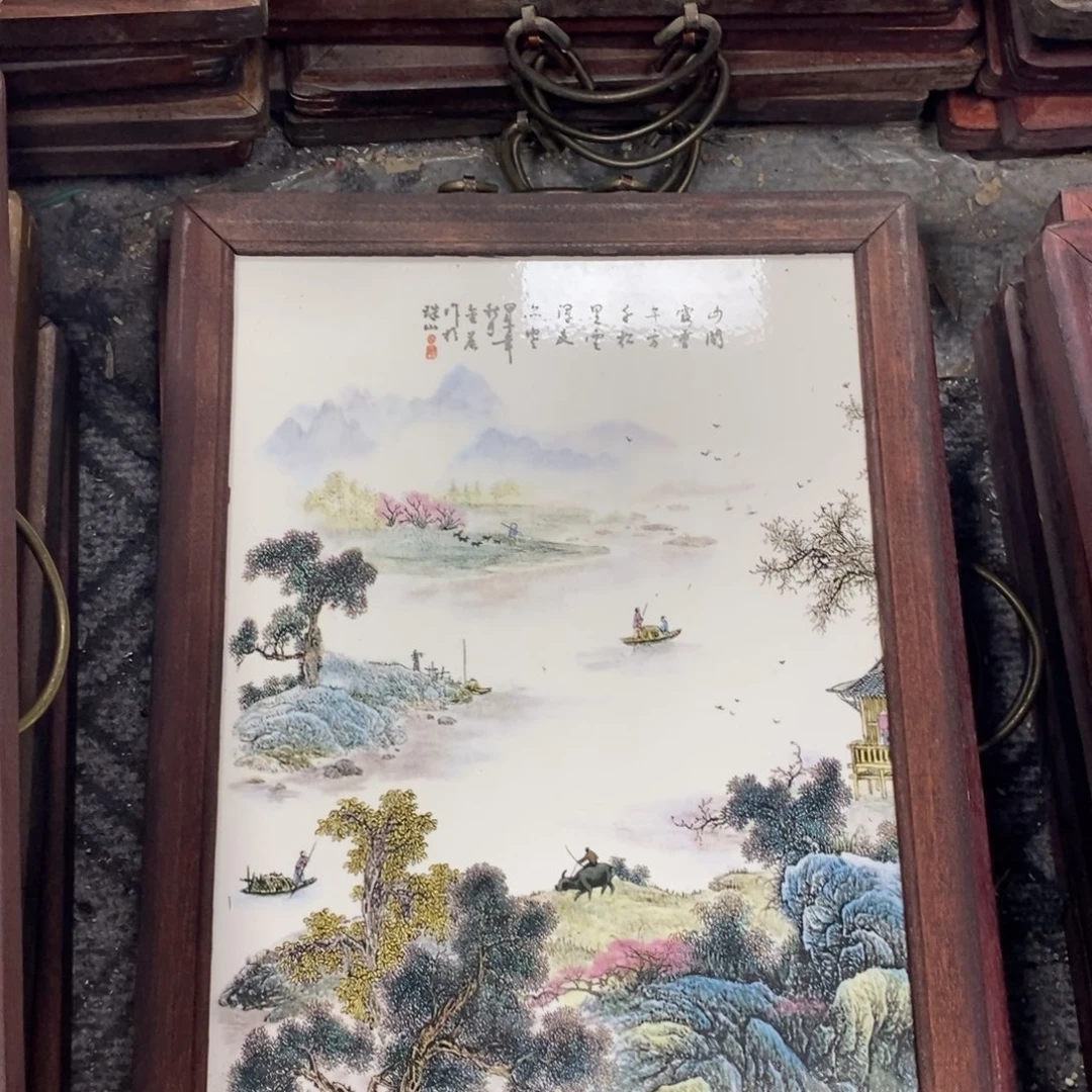 瓷片37*28*1景德镇瓷板画柴窑烧制