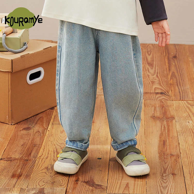 酷娃米2025春季新款亲子裤中小男女童时尚百搭舒适软牛仔裤70391