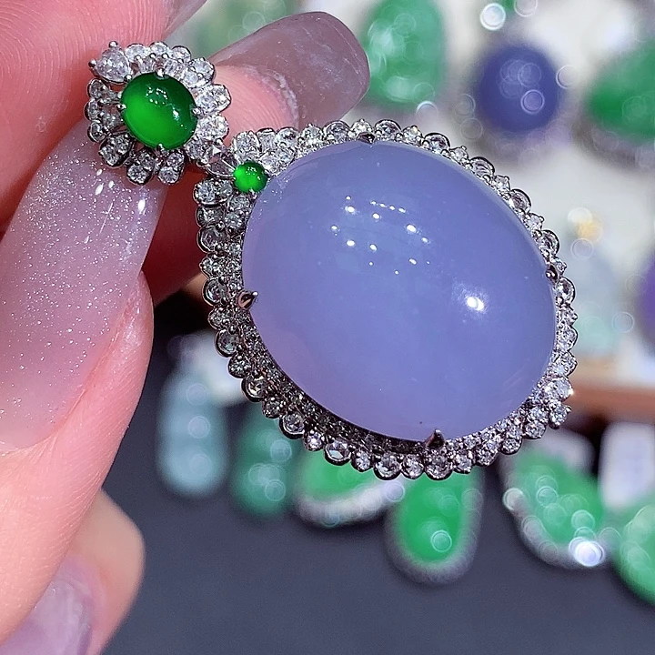 翡翠18K金镶嵌吊坠(不含链)