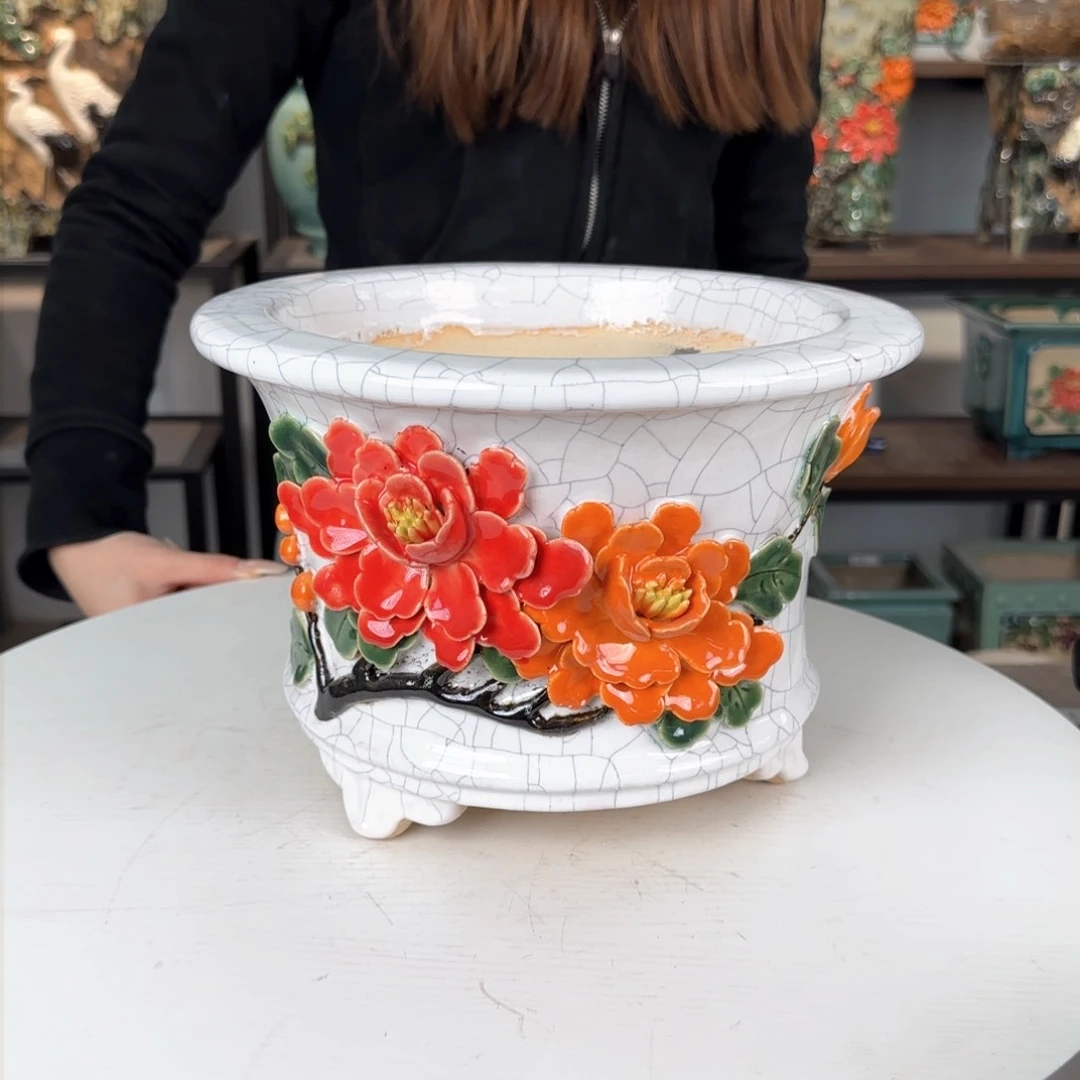 陶。一风堂石湾花盆 气孔