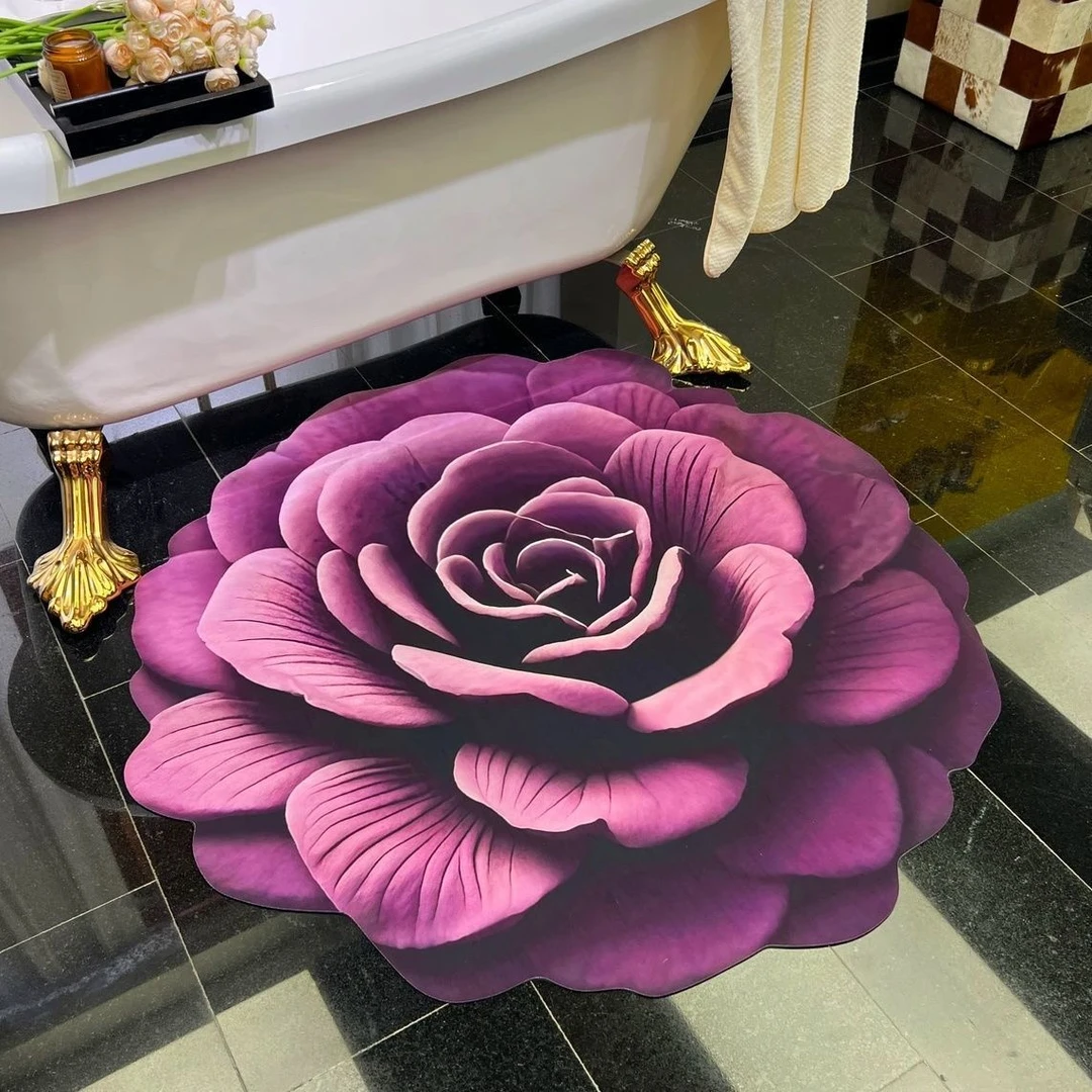 【福利冲量】3D立体异形花卉地垫家用卧室客厅加厚防滑吸水速干