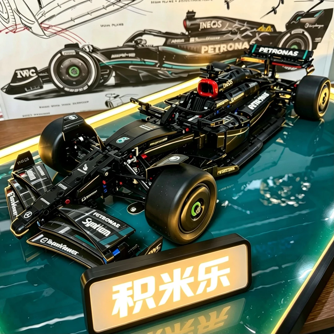 积米乐】AMG梅赛德斯奔驰F1积木赛车遥控机械组方程式男孩玩具拼装