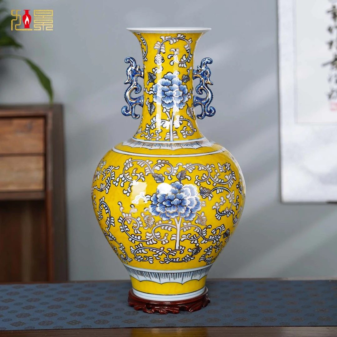 新中式古典青花瓷景德镇陶瓷花瓶客厅书房博古架装饰摆件高档礼品