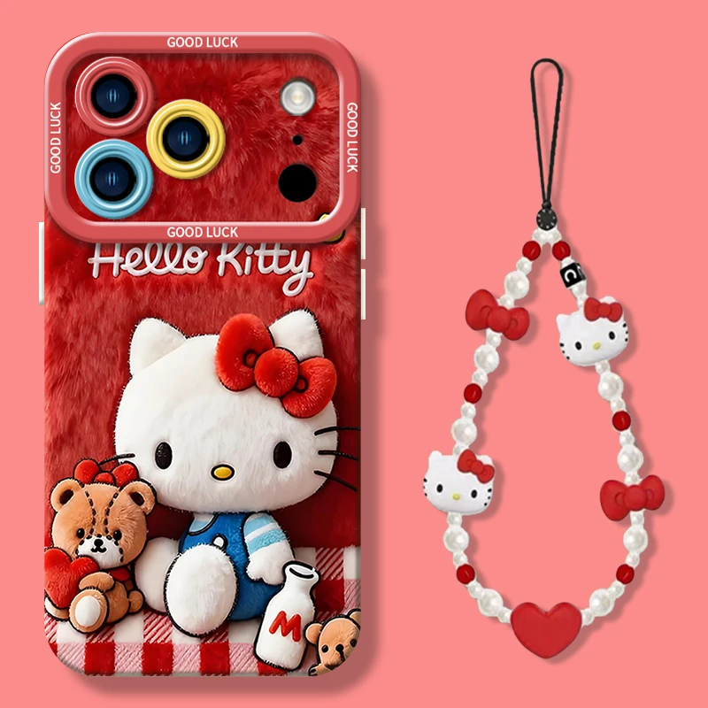 毛绒KT适用苹果17/16苹果15小米17/华为手机壳oppo/vivo瞳影平面