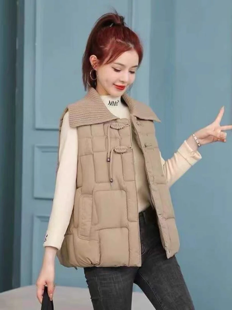 【茶芙巷】Y927轻奢毛衣海军领盘扣马甲秋冬女外穿马夹【WN】