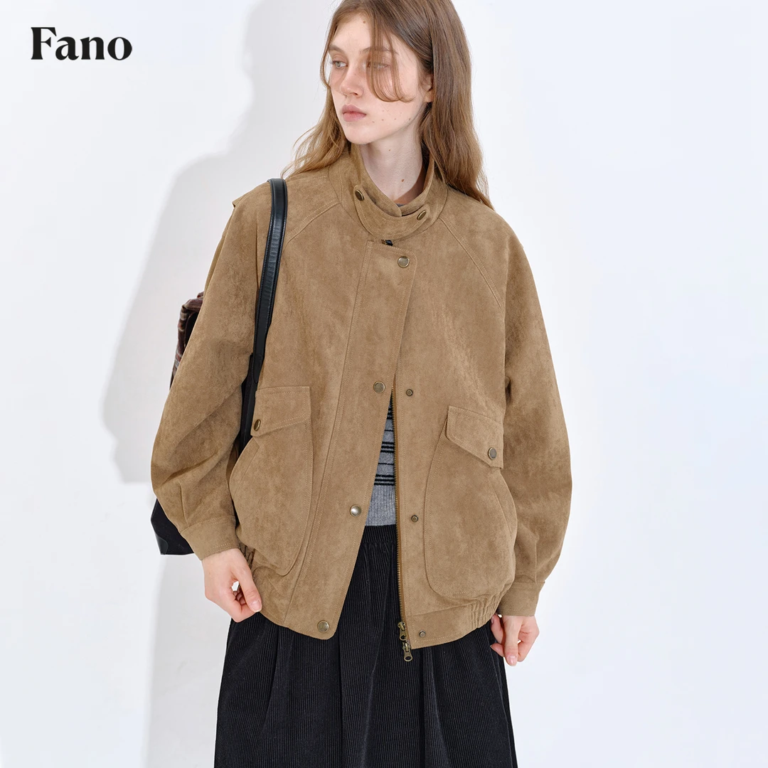 小柴 范洛 霜降邮局 柔雾感麂皮绒弧形口袋外套FQ25W291推广