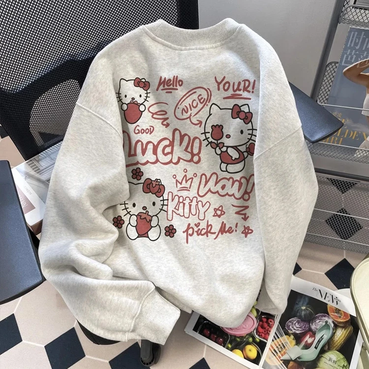 2025新款洋气减龄印花圆领卫衣女秋冬季oversize学生休闲百搭上衣