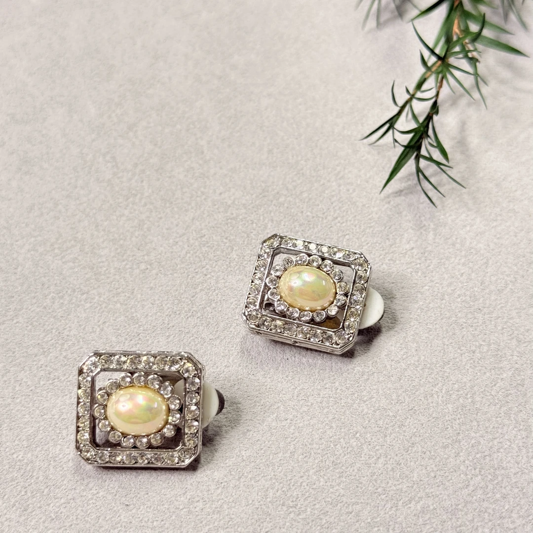 铜合金仿珍珠耳饰 【六六中古】孤品复古耳夹ty0300