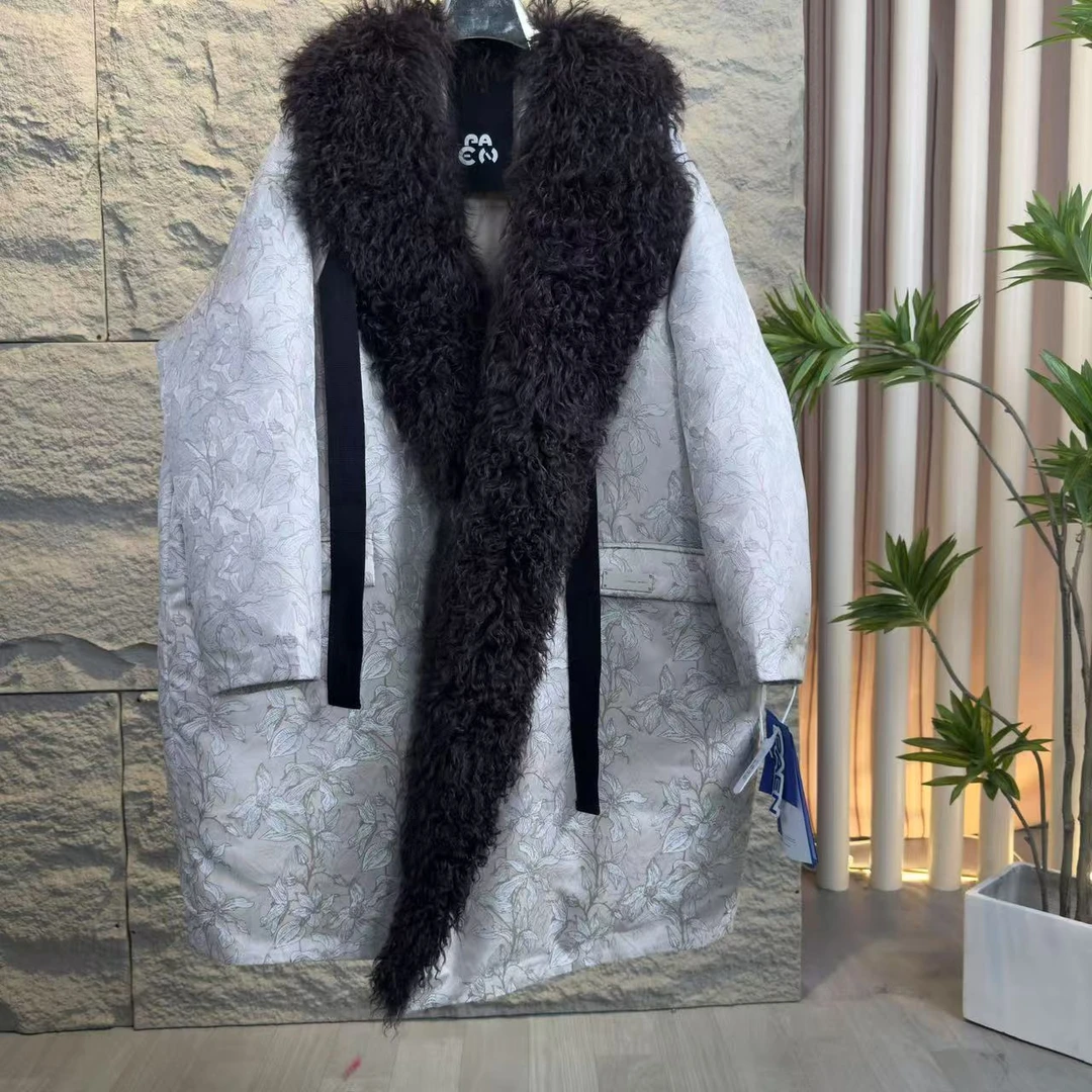 女装鹅绒服宽松廓形皮草大衣