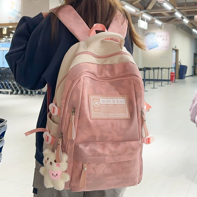 日系高颜值双肩包女初中高中生大容量书包男4-6年级双肩背包ins风