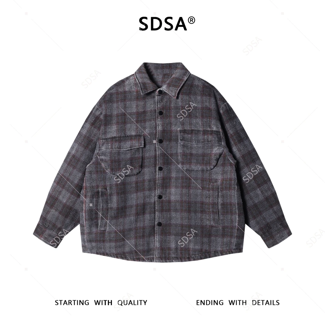 SDSA男士秋冬新款痞帅男装韩版撞色格子翻领羽绒服外套百搭舒适