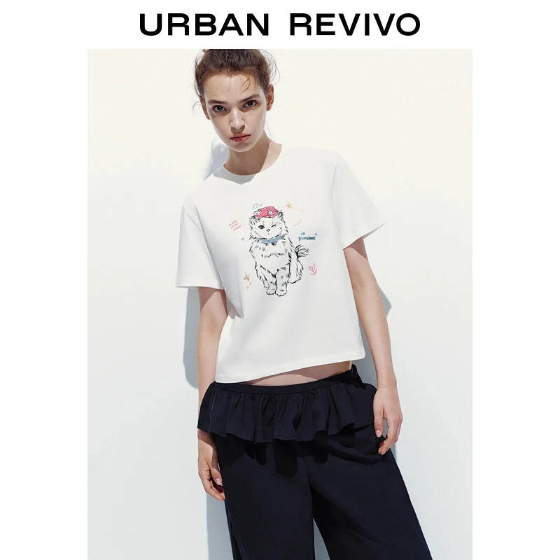 UR2025秋季新款女装休闲日常趣味萌宠印花棉质T恤UYL450243