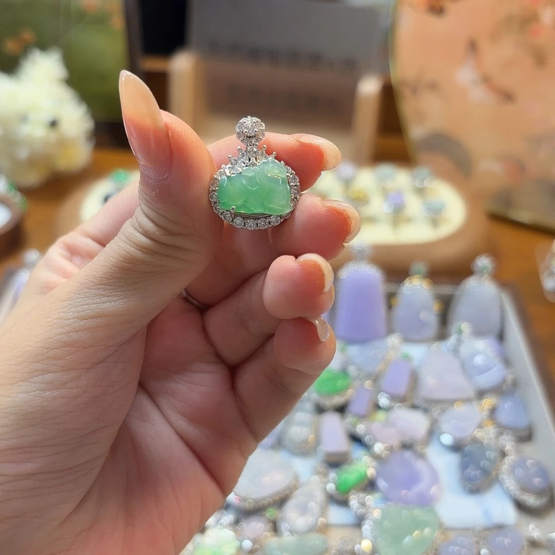 翡翠银S925镶嵌吊坠(不含链)