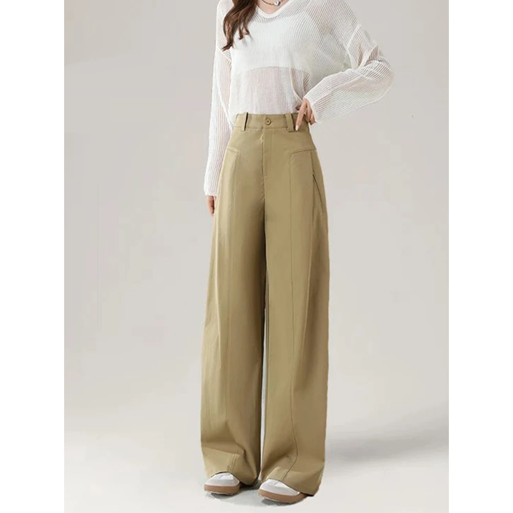 早春黑色阔腿直筒裤女秋冬新款高腰胖mm宽松显瘦垂感气质休闲裤子