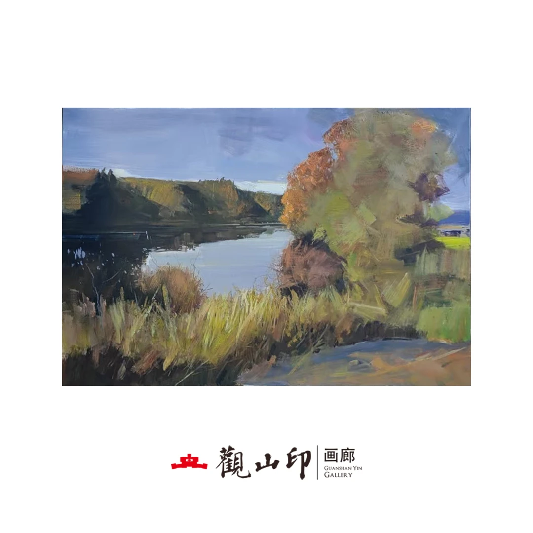 SMK原创手绘风景油画120x80cm美式复古风玄关沙发背景挂画6109