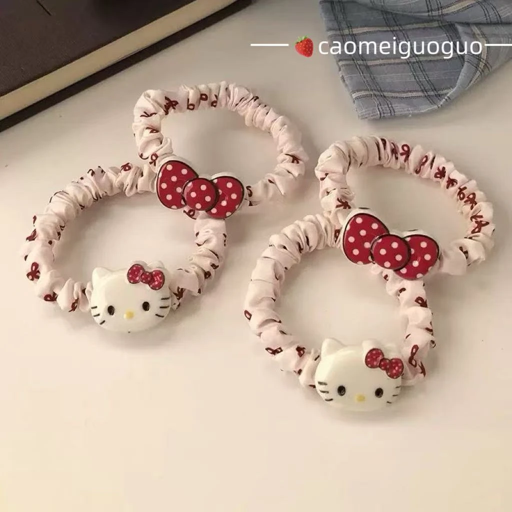 可爱kt-猫发绳蝴蝶结小肠发圈少女心卡通百搭甜美头饰发饰品发圈