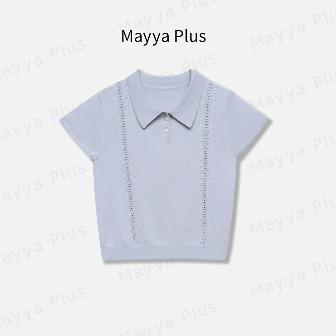 【悦风】Mayya Plus麦芽定制高级感Polo领短袖T恤针织上衣32527052