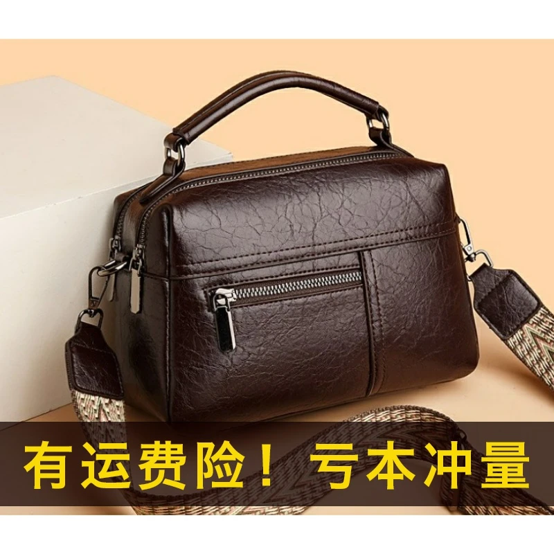 2025春季新款软皮双拉链大容量手提小方包通勤百搭单肩斜挎包女包