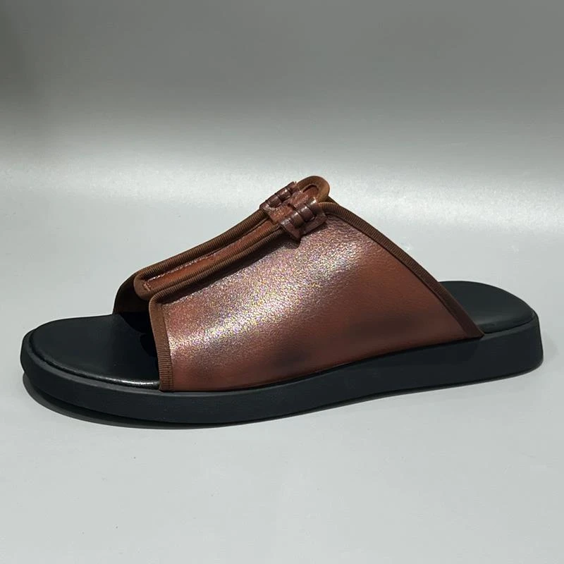 PT RICH拖鞋男外穿夏季新款潮流百搭真皮软底一字拖户外休闲男士